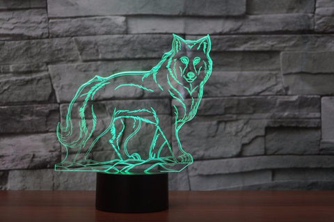LED Wolf Lamp 3D Sleep Night USB 7 Colorful - ProudThunderbird