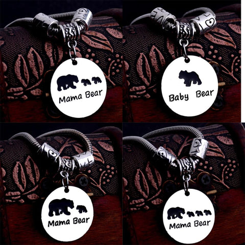 Mama Bear Dog Tag Chain Beads Bracelet Mother's Day Gifts - Powwow Store