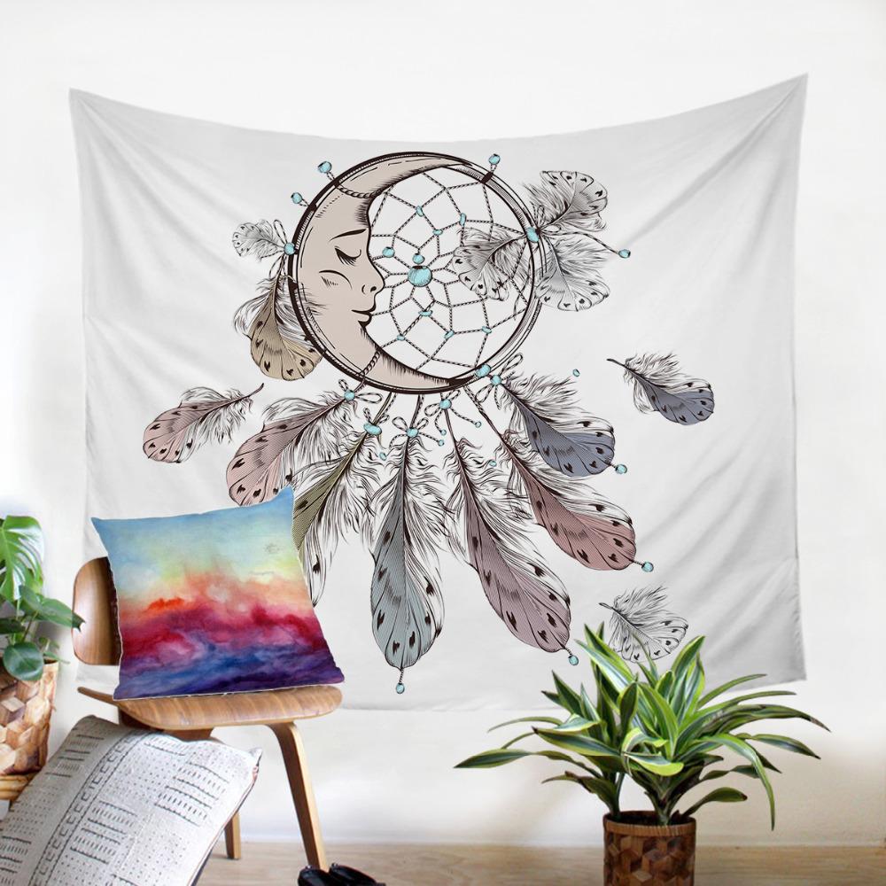 Moon Feathers Dreamcatcher Native AmericanTapestry