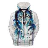 Wolf Ice White 3D Native American Hoodies - Powwow Store