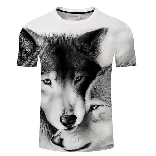 Wolves Couple Black And White 3D Native American T-shirt