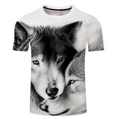 Wolves Couple Black And White 3D Native American T-shirt - Powwow Store