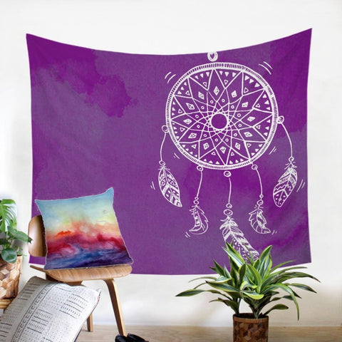 Purple White Dreamcatcher Native American Tapestry - Powwow Store