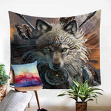 Wolf Warrior Wall Hanging Tapestry Native American Design - Powwow Store