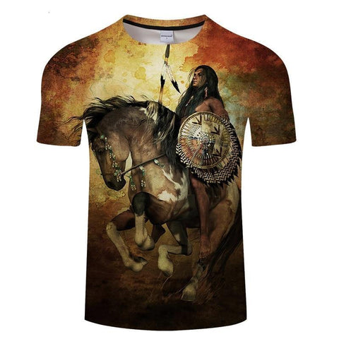 Native American Man With Horse T-Shirts - Powwow Store