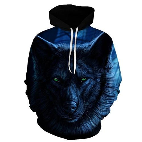 Wolf Blue Face 3D Native American Hoodies no link - Powwow Store