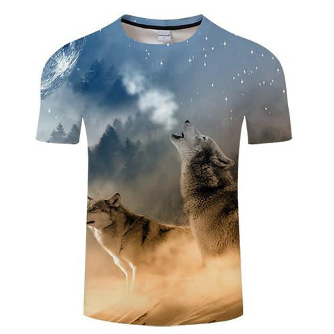 Two Wolves Mountain 3D Native American Tshirt