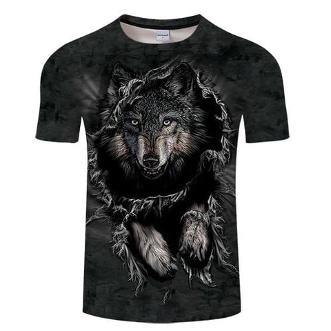 Wolf Black Break 3D Native American Tshirt - Powwow Store