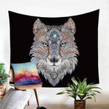 Head Wolf Tapestry Wall Hanging Native American Pride - ProudThunderbird