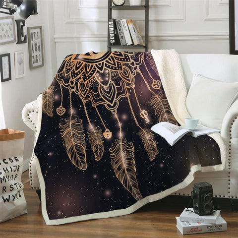 Dreamcatcher Galaxy Throw Blanket Native American Style - ProudThunderbird