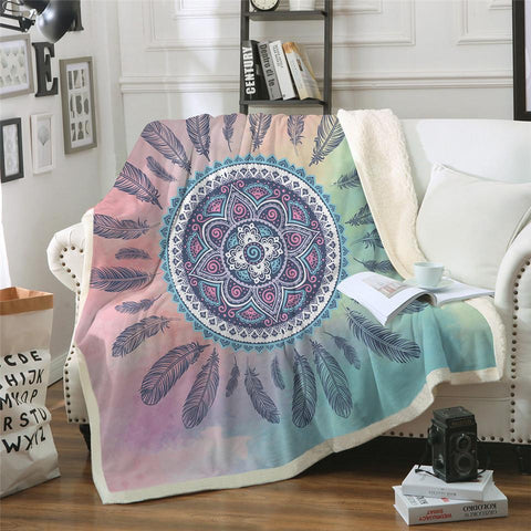 Dreamcatcher Mandala Blanket Native American Design - ProudThunderbird