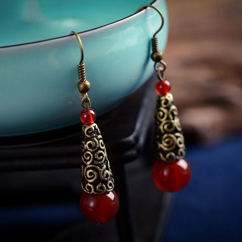 Ethnic Vintage Natural Stone Earrings Native Indian Style - ProudThunderbird