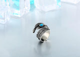 Feather Opening Ring With Stone - ProudThunderbird