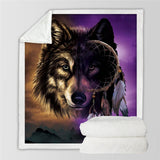 Native American Wolf With Dreamcatcher Throw Blanket - Powwow Store