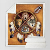 Wolf Animal Dreamcatcher Blanket Native American Style