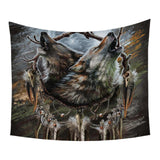 Moons Reflection Wolves Tapestry Native American Design - Powwow Store