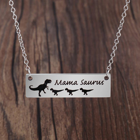 Mama Saurus Bar Necklace Pendant Mother's Day Gift - Powwow Store