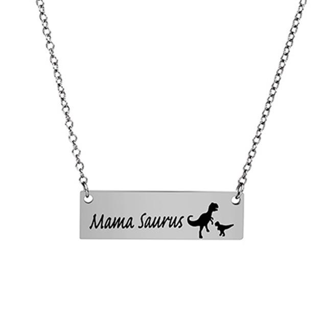 Mama Saurus Bar Necklace Pendant Mother's Day Gift