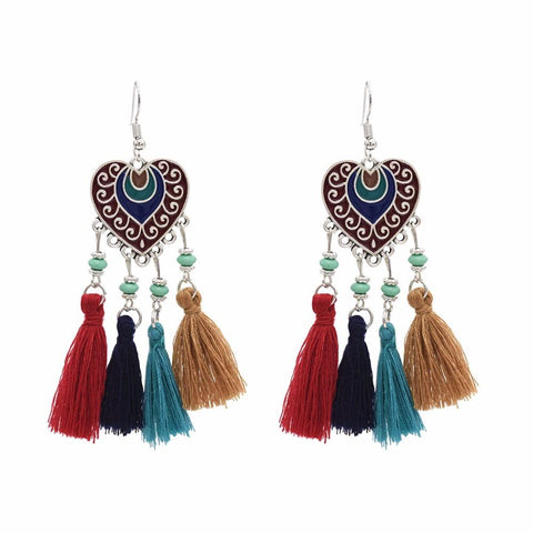 Ethnic Thread Handmade Earrings Tassel Native American Style - ProudThunderbird