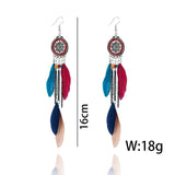 Tassel Drop Feather Dreamcatcher Tribal America Native Earrings - Powwow Store