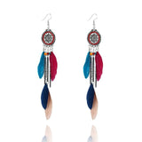 Tassel Drop Feather Dreamcatcher Tribal America Native Earrings - Powwow Store