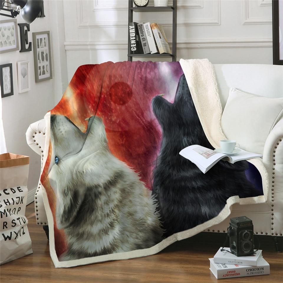 Native American Wolves Lava Throw Blanket
