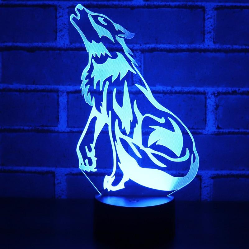 3D LED Night Light Wolf Howl Native Lamp - ProudThunderbird