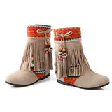 Women Ankle Fringe Tassel  Flats Boots