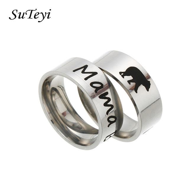 Mama Bear Ring Stainless Steel Mother's Day Gift