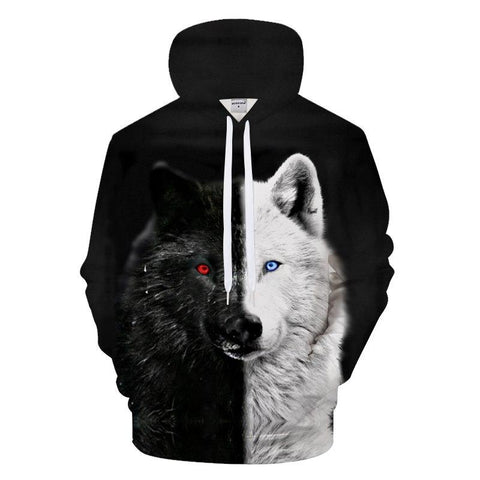 Ying And Yang Native American Wolf 3D Hoodies - Powwow Store