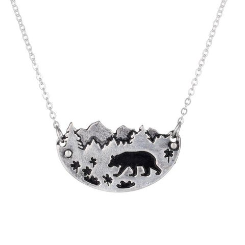 Mama Bear Silver Choker Necklace Pendant - Powwow Store