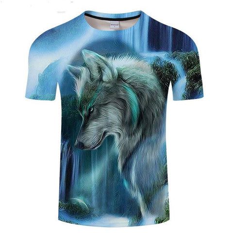 Wolf Blue Stream Native American T-shirt - Powwow Store