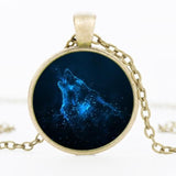 Wolf Crystal Glass Native American Necklace