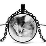 Black White Wolves Native American Necklace - ProudThunderbird