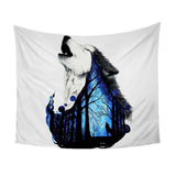 Howling Wolf Forest Art Native American Tapestry - ProudThunderbird