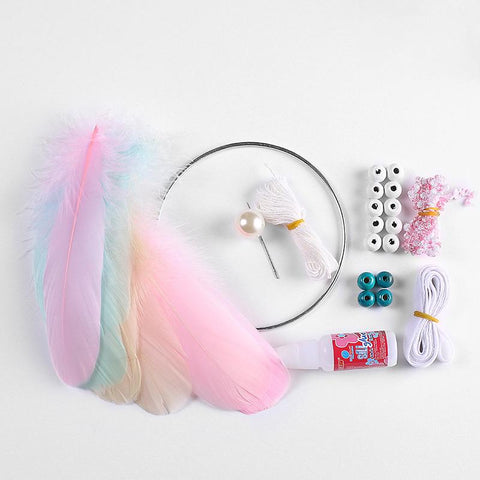 Set DIY Crochet Feather Colorful Dream Catcher Kit - Powwow Store