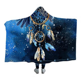 Dreamcatcher Feather Galaxy Native American Hooded Blanket - ProudThunderbird