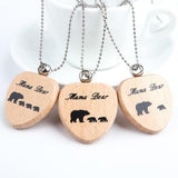 Mama Bear Necklace Wooden Heart