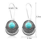 Silver Double Round Geometric Pattern Native Indian Earring - Powwow Store