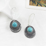 Silver Double Round Geometric Pattern Native Indian Earring - Powwow Store