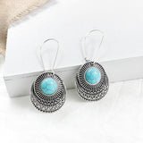 Silver Double Round Geometric Pattern Native Indian Earring - Powwow Store