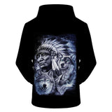 Native American 3D Hoodies Chief Wolves - Powwow Store