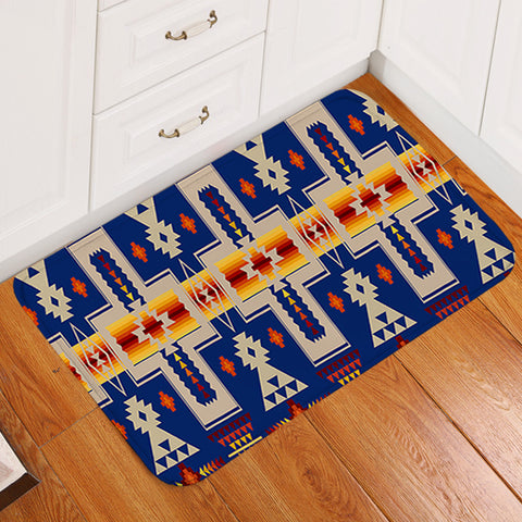 GB-NAT00062-04 Navy Tribe Design Native American Doormat