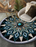 Naumaddic Arts Black Native American Design Round Carpet
