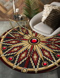 Naumaddic Arts Red Stone & Dark Gray Native American Design Round Carpet