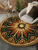 Naumaddic Arts Brown Native American Design Round Carpet - Powwow Store