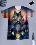 Native American Wolf Moon Galaxy All-over T-Shirt