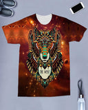 Native American Colorful Wolf Brown All-over T-Shirt - Powwow Store