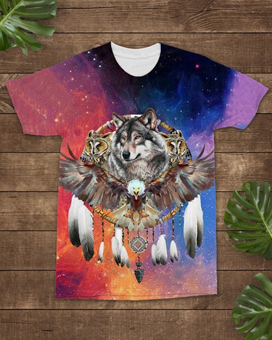 Native American Wolf Owl Eagle Dreamcatcher All-over T-Shirts - Powwow Store