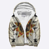 White Pattern Native American AOP Sherpa Hoodie - Powwow Store